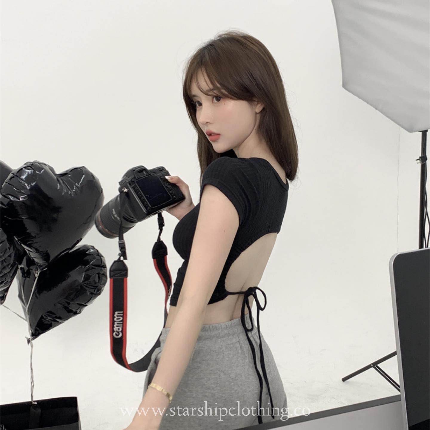 Short Sleeve Sexy Drawstring Back Top