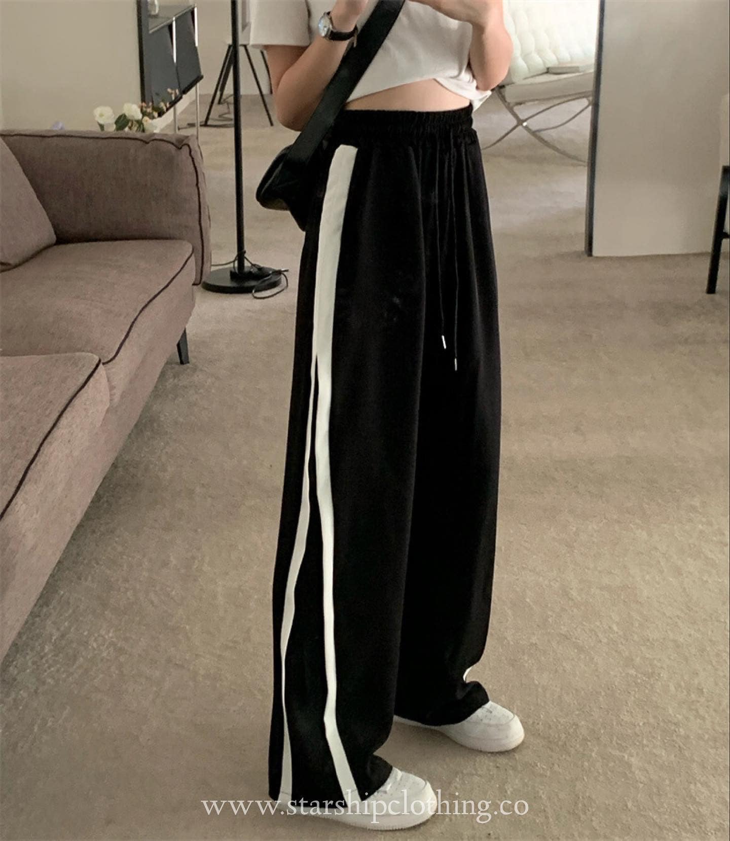 High Waist Stretchable B&W Pants