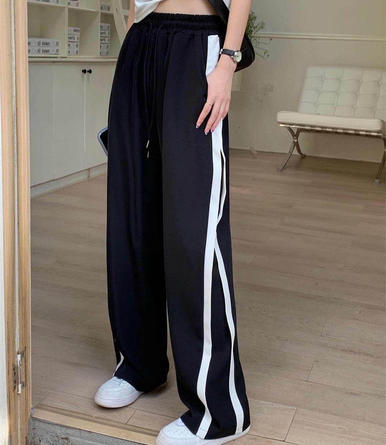 High Waist Stretchable B&W Pants
