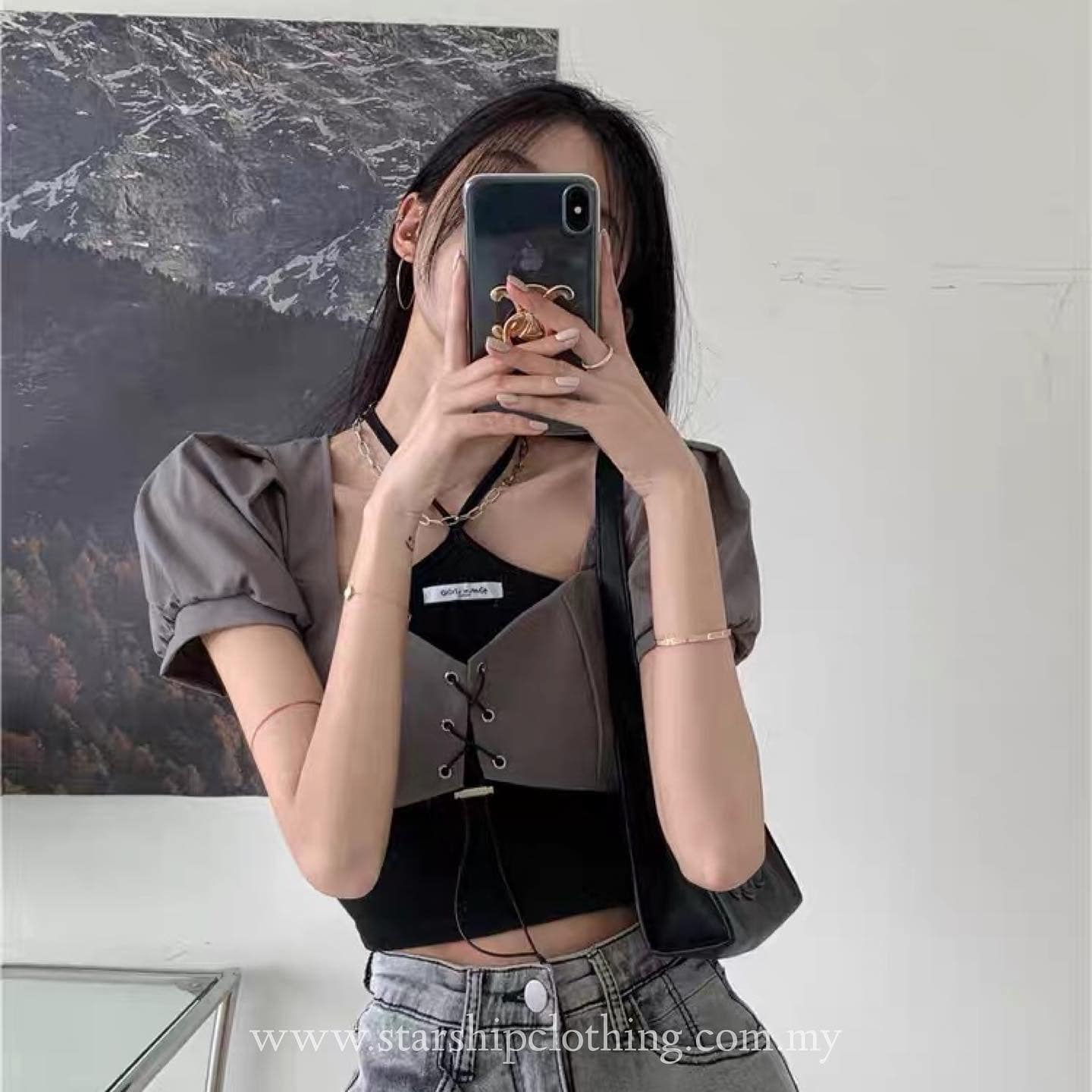 Grey Crop Outer & Halter Singlet