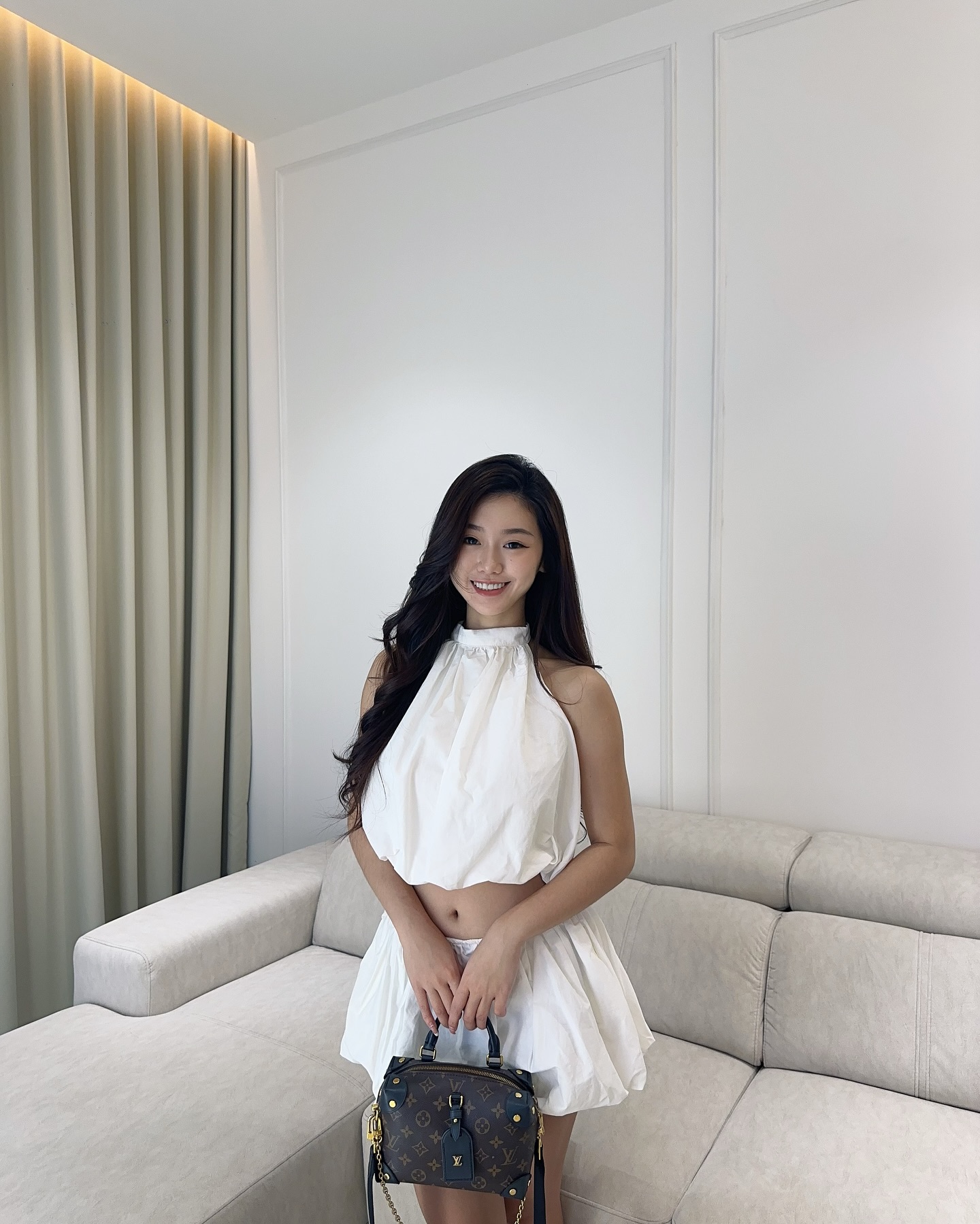 White Puffy Top & Skirt Set