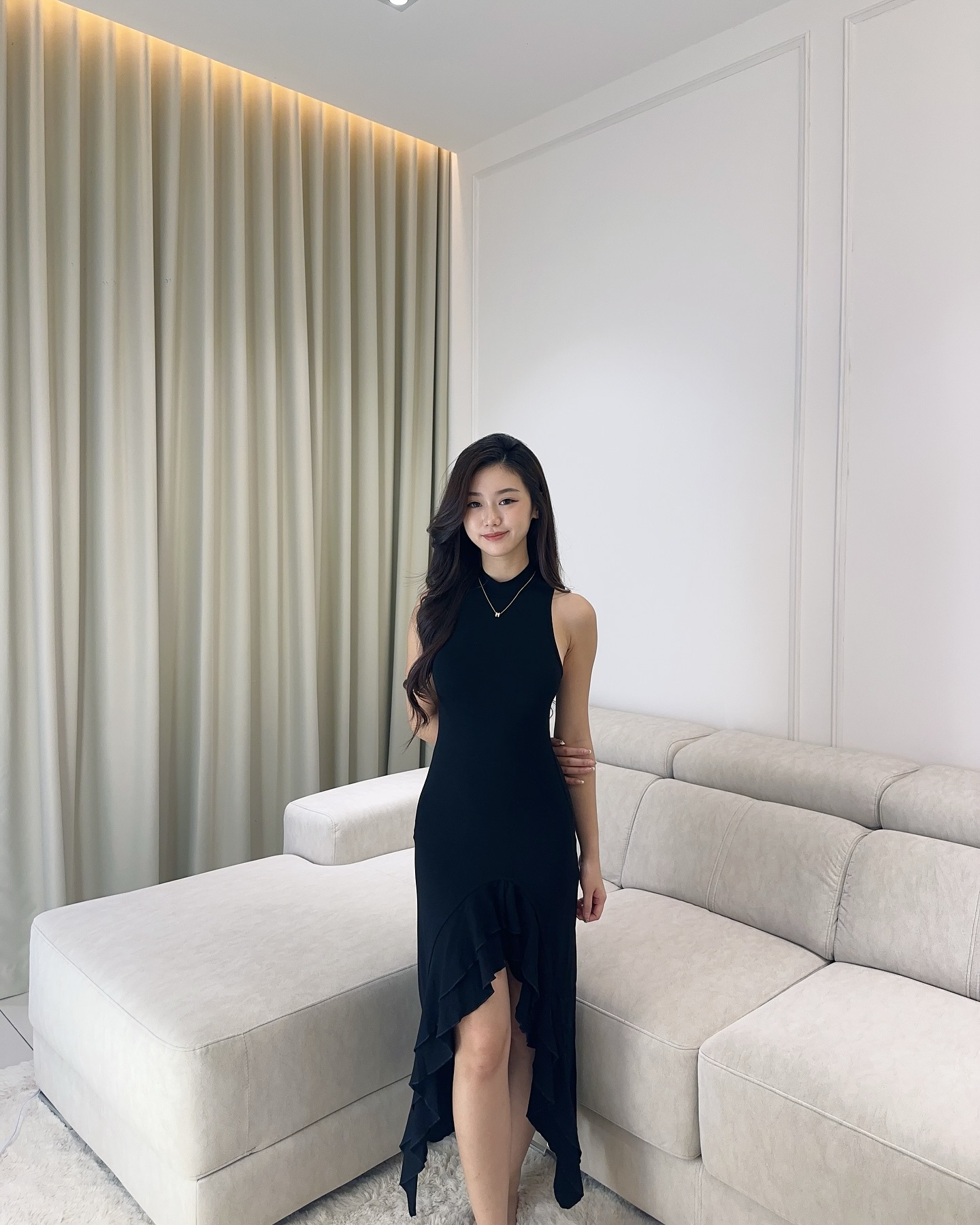 High Neck Sleeveless Slit Front Dress