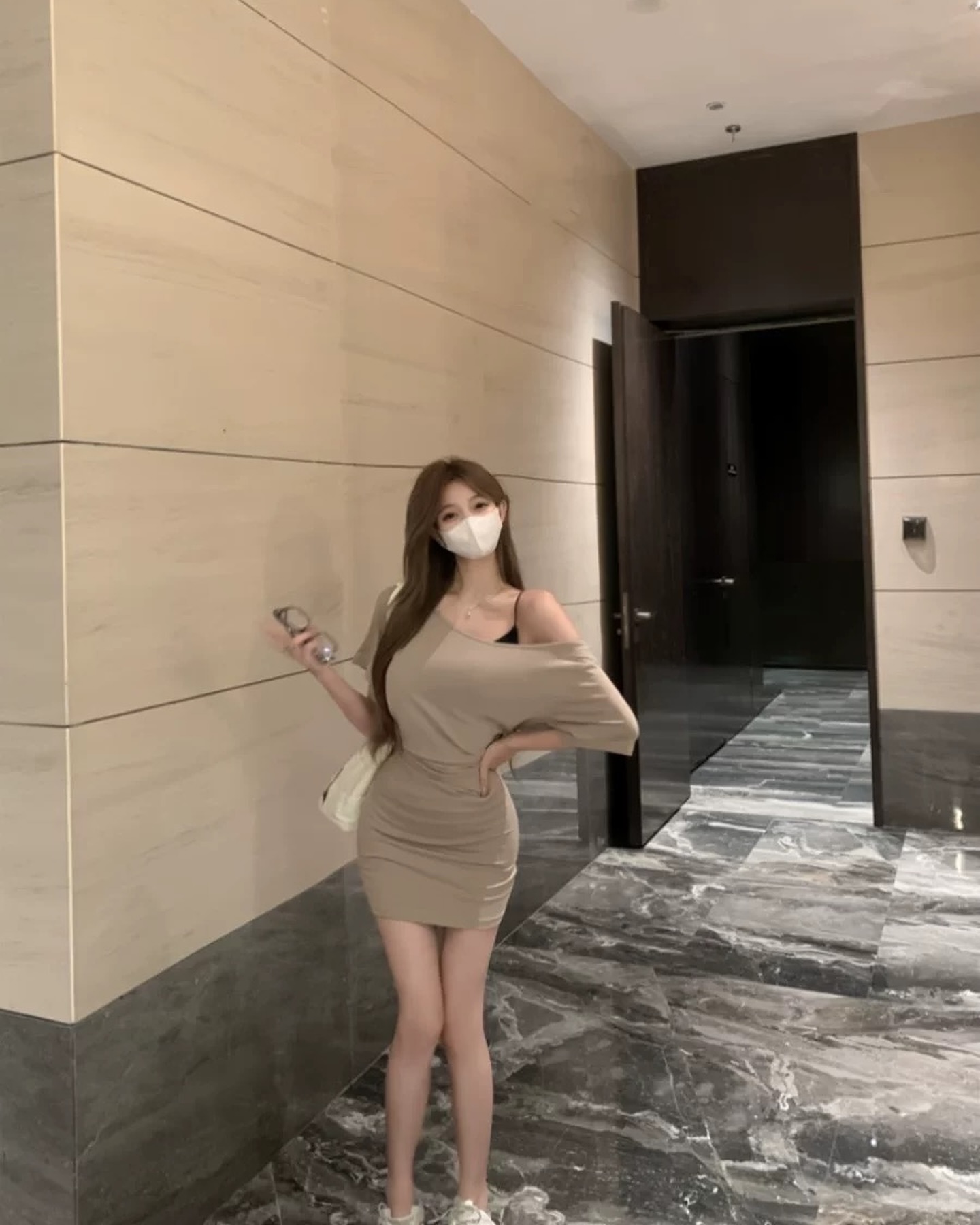 Short Sleeve Slanted Dress