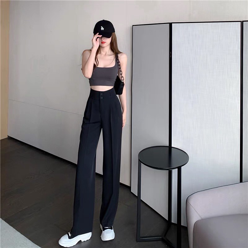 High waist straight trouser