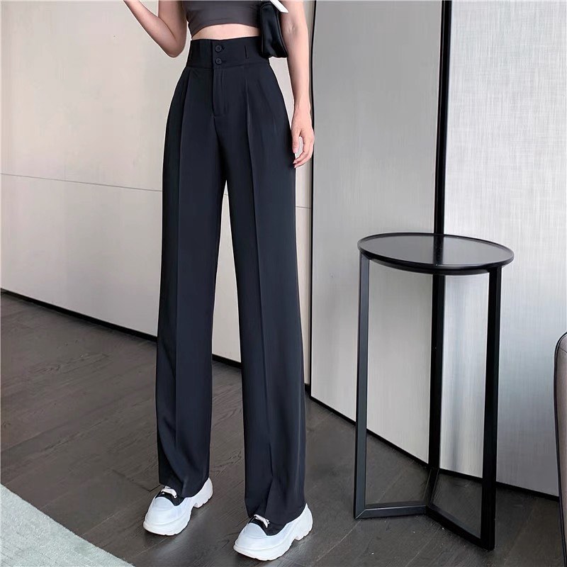 High waist straight trouser