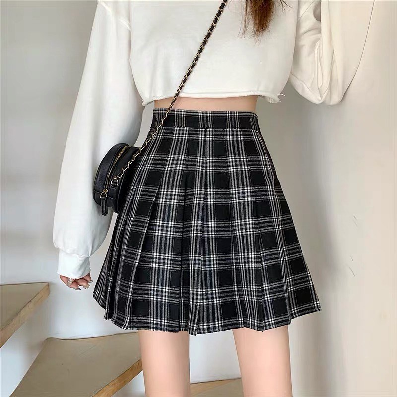 High waist checkered tennis skirt