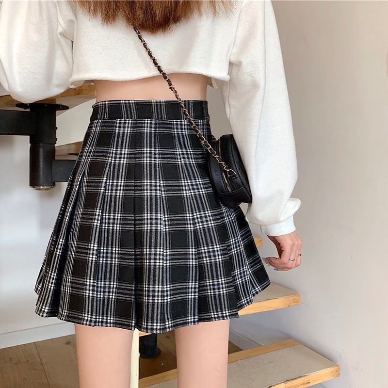 High waist checkered tennis skirt