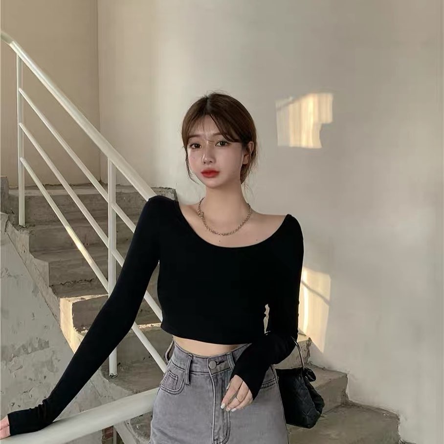 Cross back long sleeve top