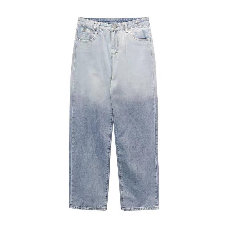Two tone denim high waist mop jeans