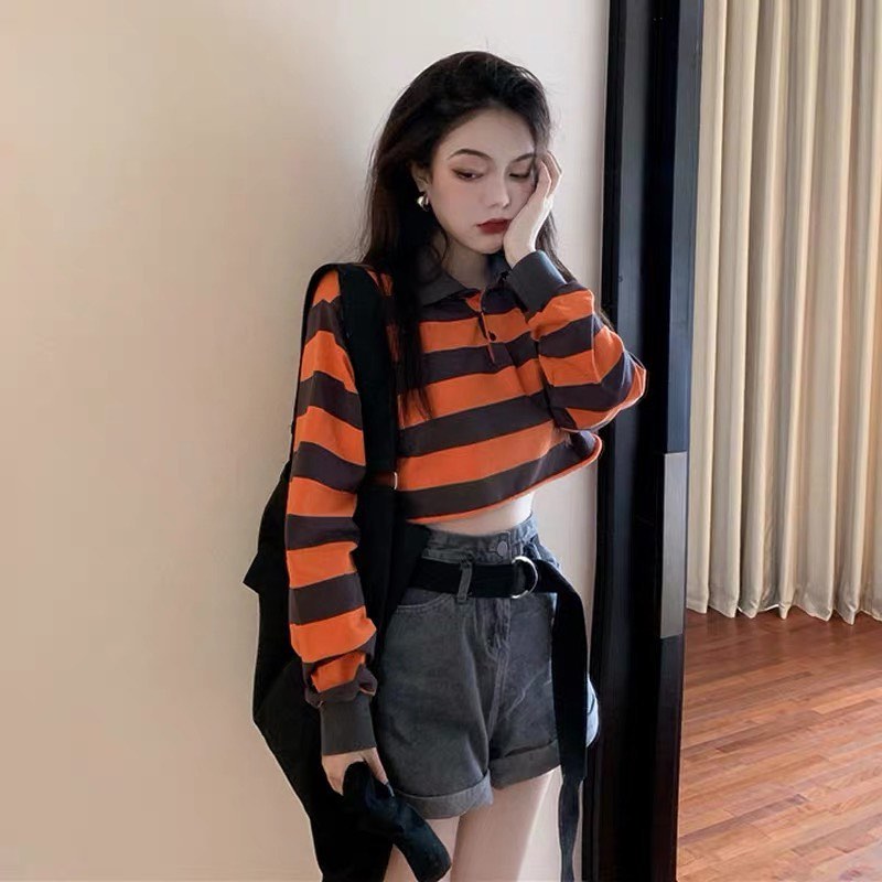 Long sleeve polo top