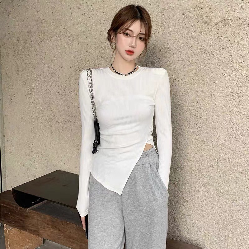 Long sleeve slit blouse