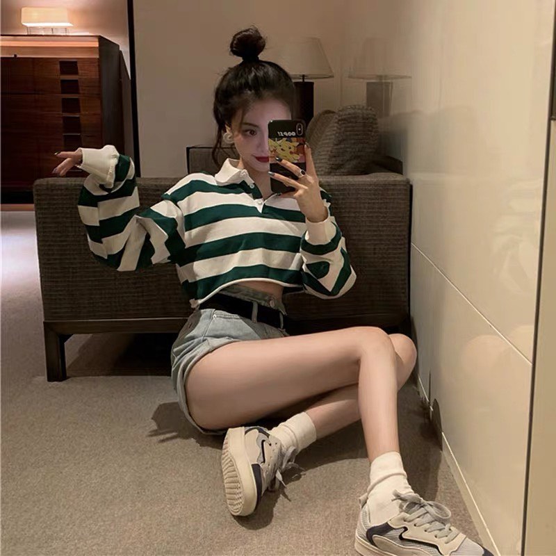 Long sleeve polo top