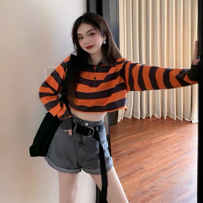 Long sleeve polo top