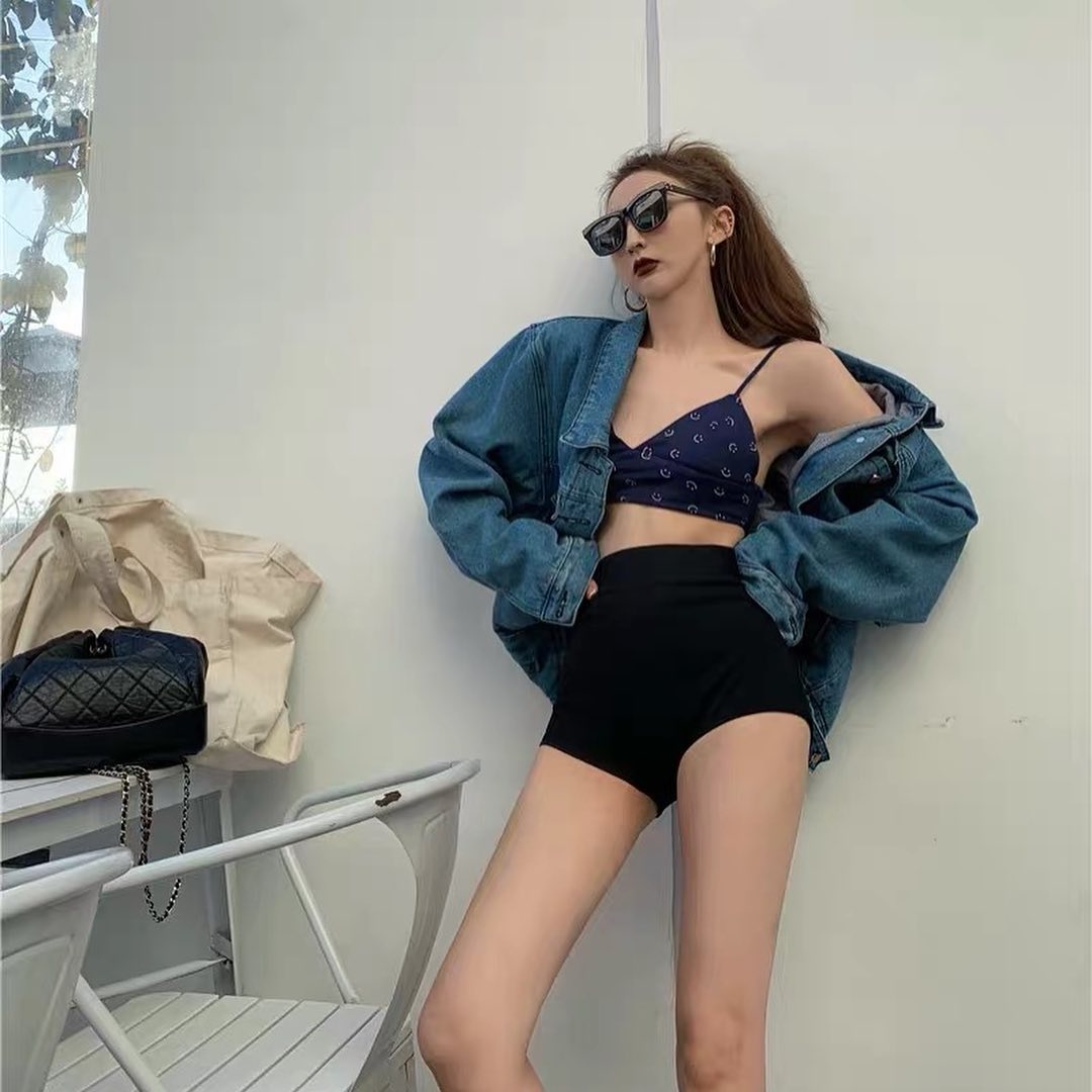 Black super high waist shorts