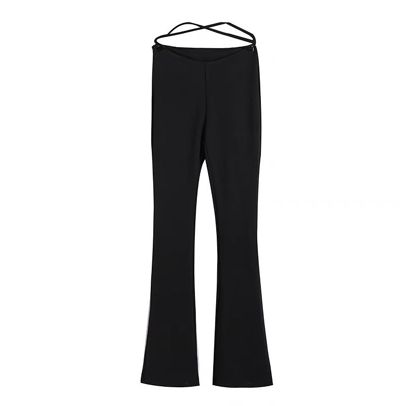 Flared bottom slim black pants