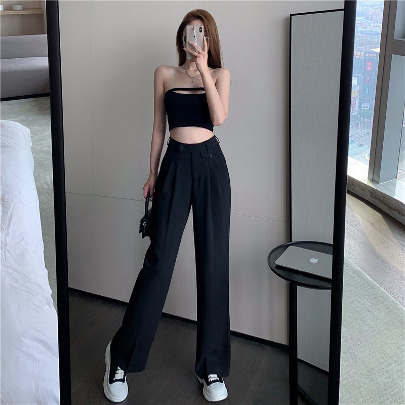 High waist suit long pants