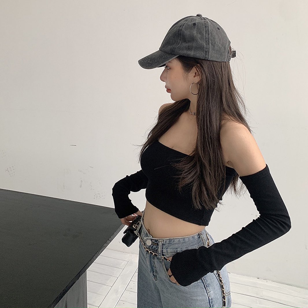 Crop tube with sleeves