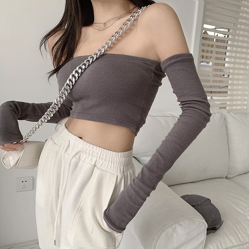 Crop tube with sleeves