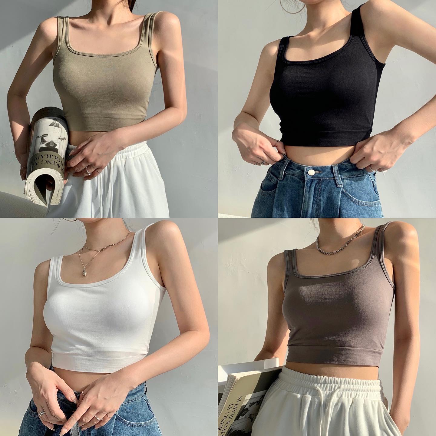 Padded wide neck crop top