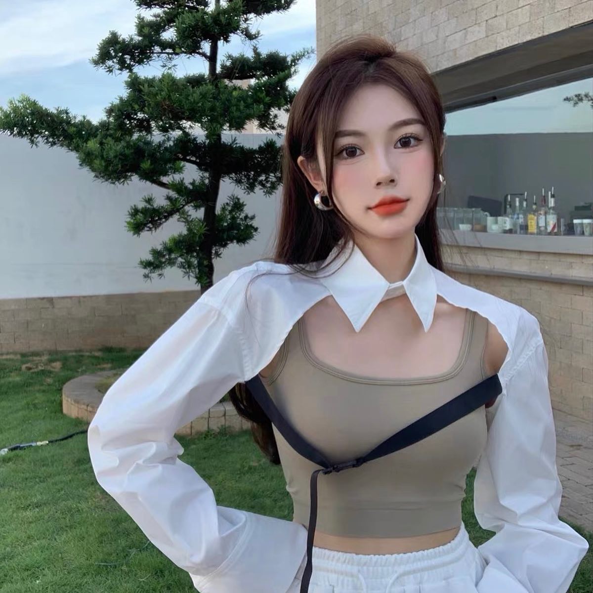 Padded wide neck crop top